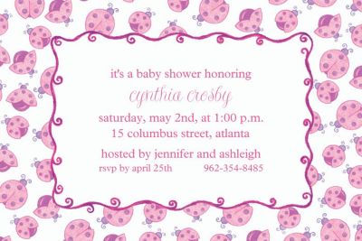100 Invitations Personalised Ladybug Girl Birthday Baby Shower