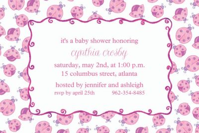 100 Invitations Personalised Ladybug Girl Birthday Baby Shower