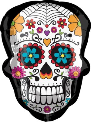 Day of the Dead Sugar Skull Balloon 18in x 24in Party City