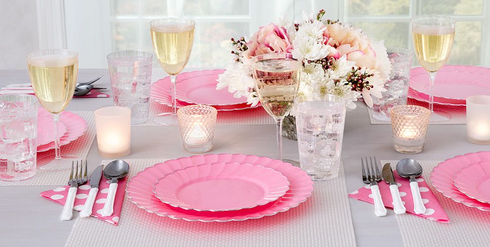 Pink Premium Scalloped Tableware Party City