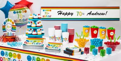 Rainbow 70th Birthday Party Supplies - Rainbow 70th Birthday Party