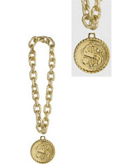Gold Dollar Sign Chain 34in - Party City