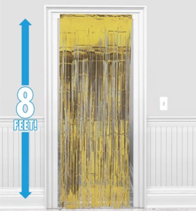 Gold Fringe Doorway Curtain 3ft X 8ft Party City