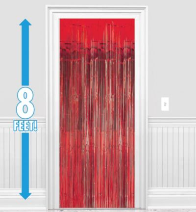 Red Foil Fringe Doorway Curtain, 3ft x 8ft