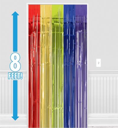 Multicolor Bright Fringe Doorway Curtain, 3ft x 8ft