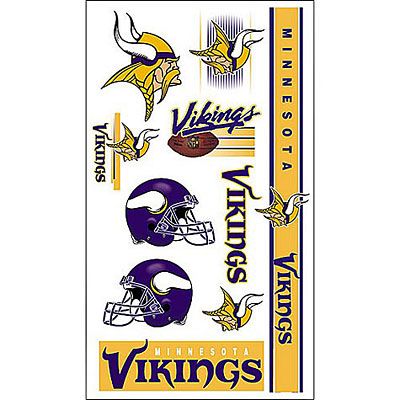 3 Official NFL Minnesota Vikings Temporary Body Tattoos.MINT is sealed  pack.