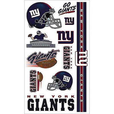 New York GIANTS 12 Temporary Face Tattoos FACE-CALS NY Giants gear (2 Pack  of 6)