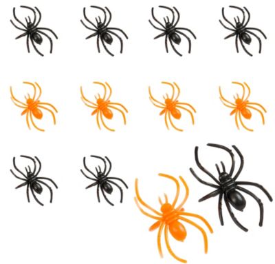 Set of 2 Halloween Black and Orange Glitter Clip On Spiders New in Package S16