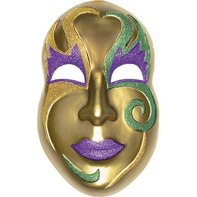 3D Gold Mardi Gras Mask Decoration 21in x 13 1/2in