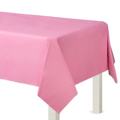 Pink Plastic Table Cover 54in X 108in, Round Plastic Table Covers Party City