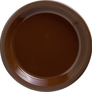 Chocolate Brown Plastic Dinner Plates 20ct - Party City