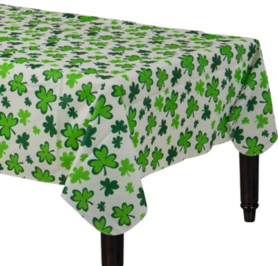 ST PATRICK'S DAY CLOVER PLASTIC TABLE COVER ~ Party Supplies Decorations Green