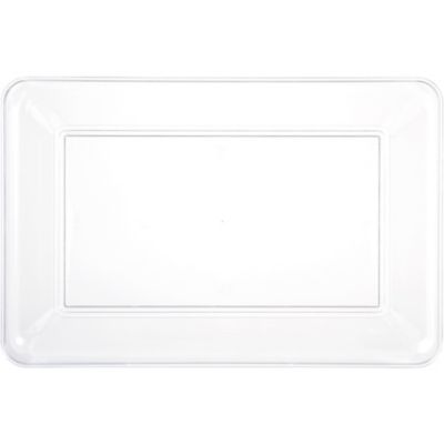 4 10 x 8 White Trays Rectangle Serving Trays with Lid, Plastic Tray and  Lid Small Plastic Party Platters with Clear Lids White Catering Trays