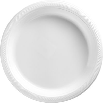 First Street Plastic Plates, White, 10.25 - 20 pack