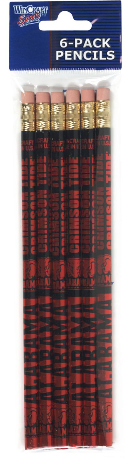 NCAA University Alabama Crimson Tide 6-Pack Standard Pencils 