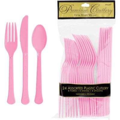 amscan Light Pink Assorted Plastic Cutlery Value Pack-24 Pcs 