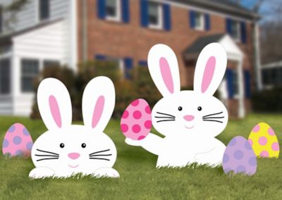 Easter Bunnies Eggs Yard Stakes 5ct Party City