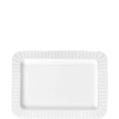 Moderna Rectangle White Plastic Plate - 12 3/4 x 8 1/4 x 3/4 - 100 count  box