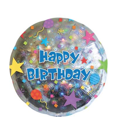 40″ Glitter Holographic Happy Birthday Helium Balloon – National 5 and 10