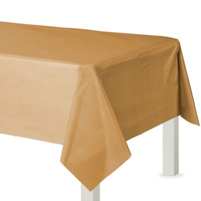 Gold Plastic Table Cover 54in X 108in, Round Table Covers Party City