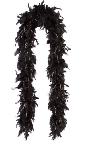 Black with Silver Tinsel Feather Boa - Party City