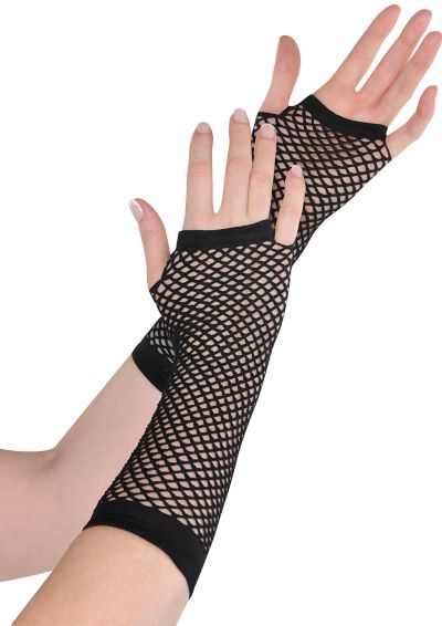 Fishnet Fingerless Gloves Short Panja Small Diamond Net 80's Fancy Party Gloves 