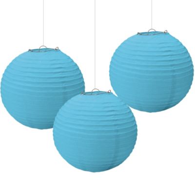 teal paper lanterns