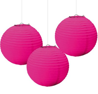 pink and green paper lanterns