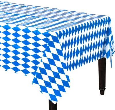 2 Pcs Oktoberfest Tablecloth 128 275CM Bavarian Flag Check Table Cloth Plastic Table Cover for Oktoberfest Party Decorations Bavarian Beer Party Favors Supplies