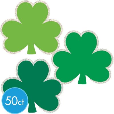 Jumbo Glitter Four-Leaf Clover Cutouts - 6 Pc. | Halloween Express