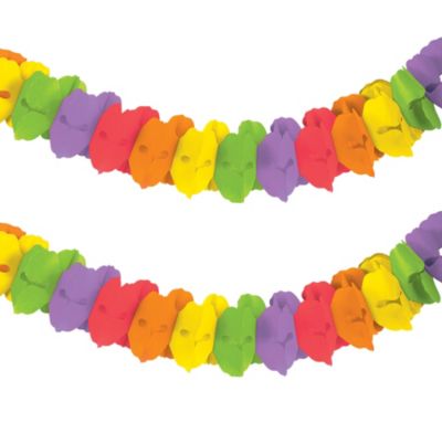 Rainbow Multicolor Paper Garland, 12ft