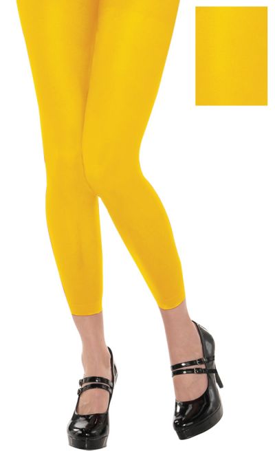 Light Pale Yellow Women's Tights, Solid Color Print Women's Plus