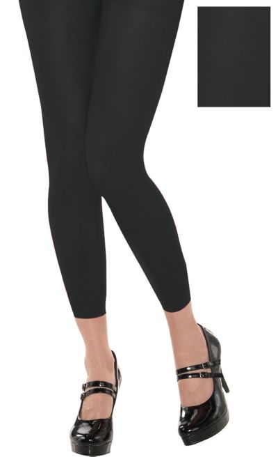 Premium Black Opaque Footless Leggings Cotton/Polyester 12 PACK 8094D -  Private Island Party