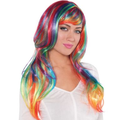 rainbow wig long