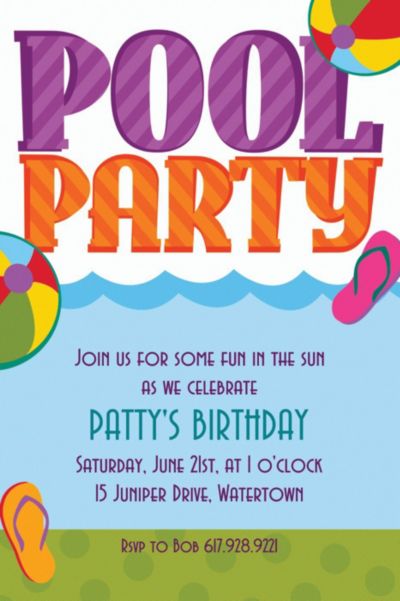 Kids Pool Party Invitation Photos, Images and Pictures