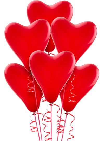 6ct, 12in, Red Heart Latex Balloons