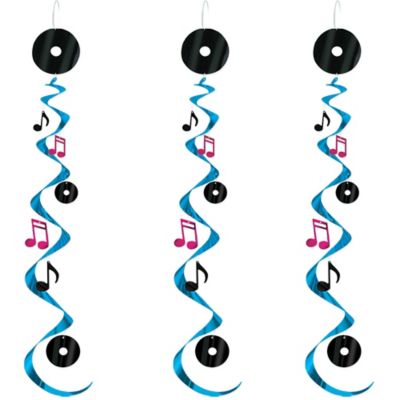 Rock N Roll 50s Swirl Decorations 3ct Party City