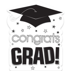 Congrats Grad White Graduation Cutout 14in - Party City