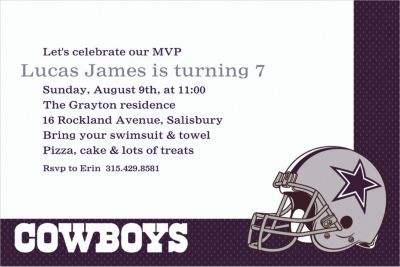 NFL Dallas Cowboys Birthday Invitation