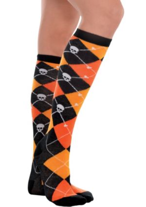Orange Argyle Knee-High Socks - Party City