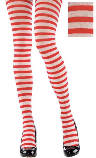 Striped tights for kids Red white -  