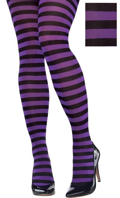 Black & White Striped Plus-Size Tights | Oriental Trading