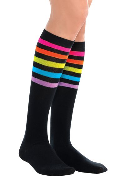 black and pink striped knee high socks