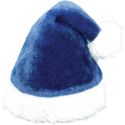 Plush Blue Adjustable Santa Hat for Kids Adults Party City