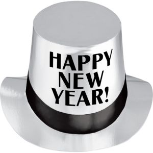 Silver Happy New Year Top Hat - Party City