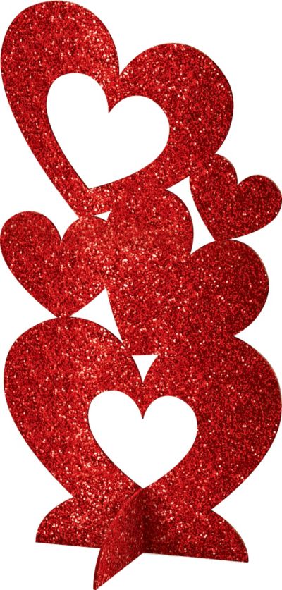 3D Glitter Heart Centerpiece 5 7/8 in x 11 1/2in | Party City