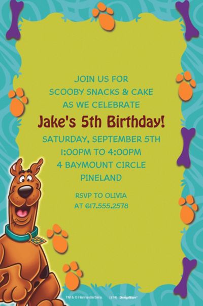 scooby doo birthday invitation wording