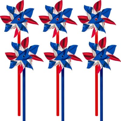 Patriotic Red White Blue Pinwheels 6ct Party City