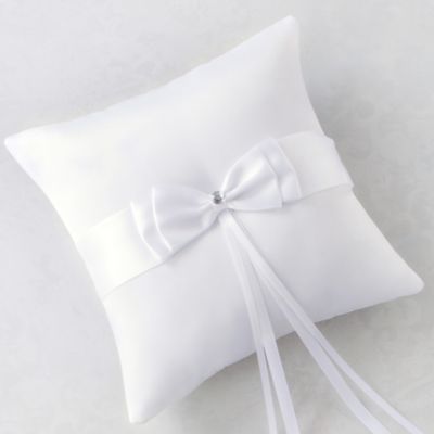 White Bow Ring Bearer Pillow 7 1/2in | Party City