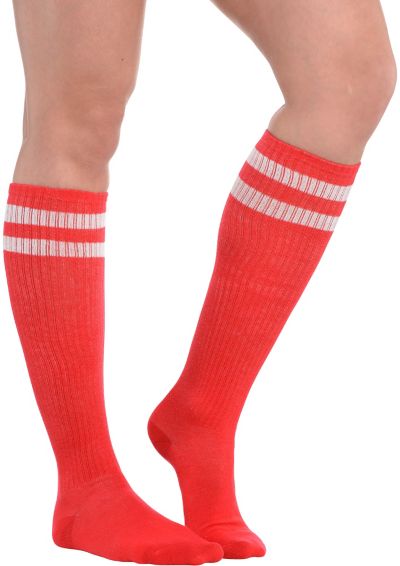 Striped Red/Gold Knee Highs